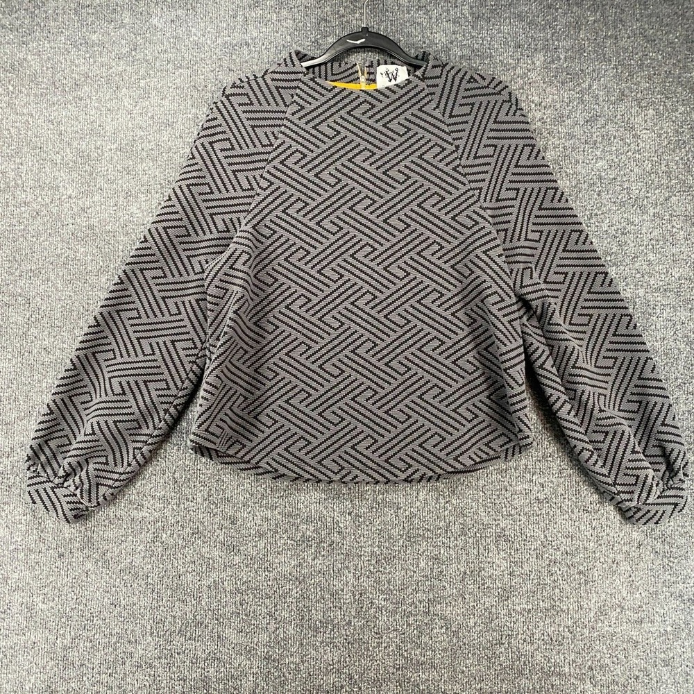 Who What Wear Sweater Womens S Gray Geometrical Crop Ladies Prairie Casual